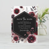 Schöne, einzigartige Burgundy-Hochzeit Save The Date (Stehend Vorderseite)