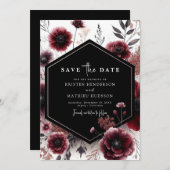 Schöne, einzigartige Burgundy-Hochzeit Save The Date (Vorne/Hinten)