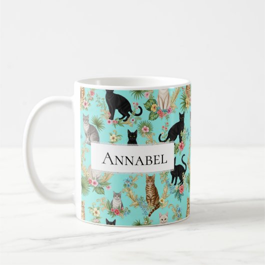 Schöne, einzigartige Feline Art Cat Lover Individu Kaffeetasse (Links)