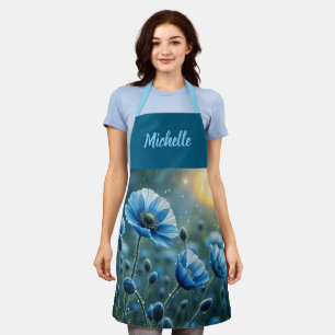 Schöne eisblaue Blumen *personalisieren* Schürze