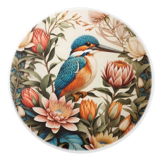 Schöne Eisvogel- und Protea-Blumen Keramikknauf (Vorderseite)
