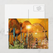 Schöne Elche sitzend im Garten mit Blume Postkarte (Vorne/Hinten)