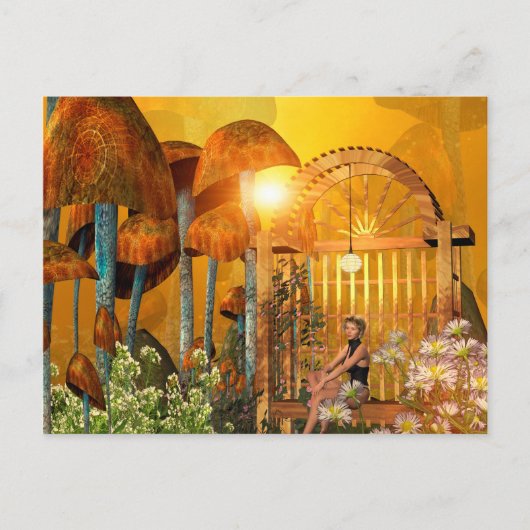 Schöne Elche sitzend im Garten mit Blume Postkarte (Vorderseite)
