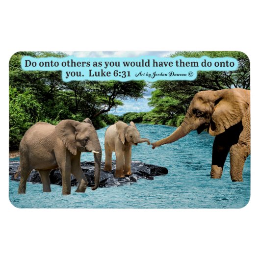 Schöne Elefantenschrift Magnet Luke 6:31 (Horizontal)