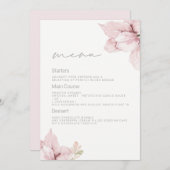 Schöne Elegance Blush Bloral Wedding Menükarte (Vorne/Hinten)