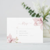 Schöne Elegance Blush Bloral Wedding RSVP Karte (Stehend Vorderseite)