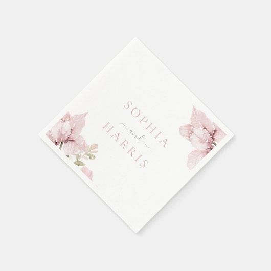 Schöne Elegance Blush Bloral Wedding Serviette (Ecke)