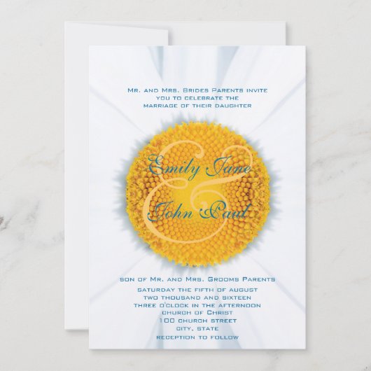 Schöne Elegant Daisy Wedding Einladung (Vorderseite)
