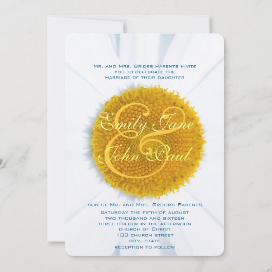 Schöne Elegant Daisy Wedding Einladung (Rückseite)