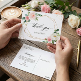 Schöne Elegant Gold Blush Floral Vielen Dank Postkarte