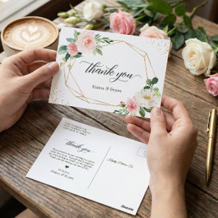 Schöne Elegant Gold Blush Floral Vielen Dank Postkarte