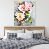 Schöne Elegant Rosa Wasserfarben Malerei Leinwanddruck (Insitu (Schlafzimmer))