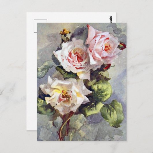 Schöne Elegant Rosa Wasserfarben Malerei Postkarte (Vorne/Hinten)