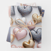 Schöne elegante 3D-Herzen Geschenkpapier Set (Beispiel)