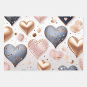 Schöne elegante 3D-Herzen Geschenkpapier Set (Vorderseite 2)