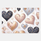 Schöne elegante 3D-Herzen Geschenkpapier Set (Vorderseite)