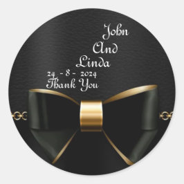 Schöne elegante Black and Gold Wedding Tuxedo Runder Aufkleber