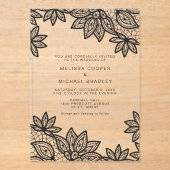 Schöne elegante Black Lace Wedding Acryleinladungen (Vorderseite)