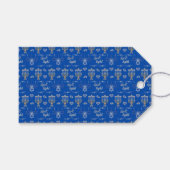 Schöne elegante blaue Chanukka-Menora Geschenkanhänger (Vorderseite (Horizontal))