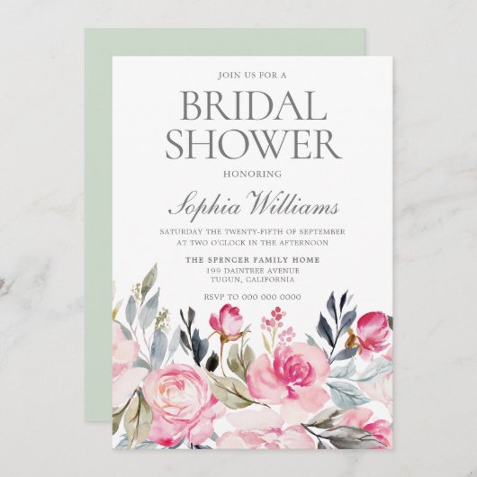 Schöne Elegante Blume Brautparty Einladung (Vorne/Hinten)