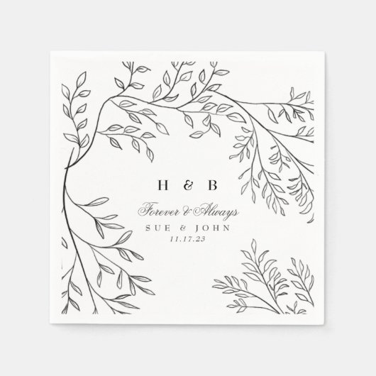 Schöne, elegante, blumengeschmückte Hochzeit Serviette (Vorderseite)