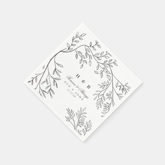 Schöne, elegante, blumengeschmückte Hochzeit Serviette (Ecke)