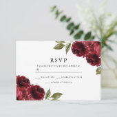 Schöne, elegante Burgunder Rote Blume Hochzeit RSVP Karte (Stehend Vorderseite)