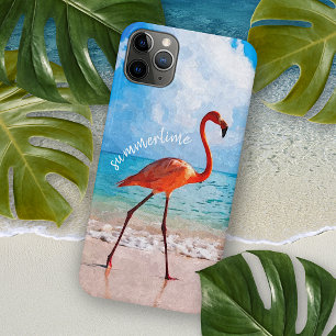 Schöne elegante Flamingo-Strand-Wasserfarben-Kunst iPhone 16 Pro Max Hülle