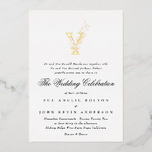 Schöne elegante florale GOLD-Monogramm-Hochzeit Folieneinladung