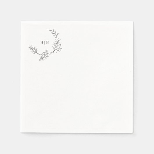 Schöne, elegante, florengeschliffene Monogramm-Hoc Serviette (Vorderseite)