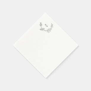 Schöne, elegante, florengeschliffene Monogramm-Hoc Serviette