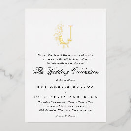 Schöne Elegante GOLD Monogram Wedding Folieneinladung