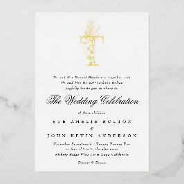 Schöne Elegante GOLD Monogram Wedding Folieneinladung