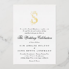 Schöne Elegante GOLD Monogram Wedding Folieneinladung