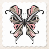 Schöne elegante, graurosa, schwarze Schmetterlings Untersetzer (Vorderseite)