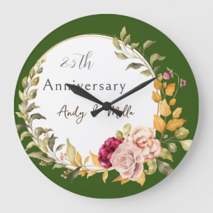 Schöne, elegante grüne Blumenzeremonie Große Wanduhr