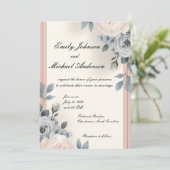 Schöne Elegante Hochzeit mit Flora Einladung (Stehend Vorderseite)