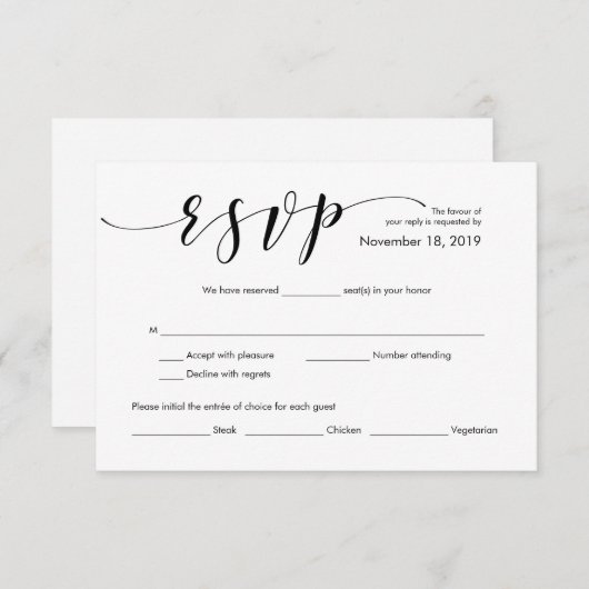 Schöne elegante Hochzeitskarte für UAWG Begleitkarte (Vorne/Hinten)