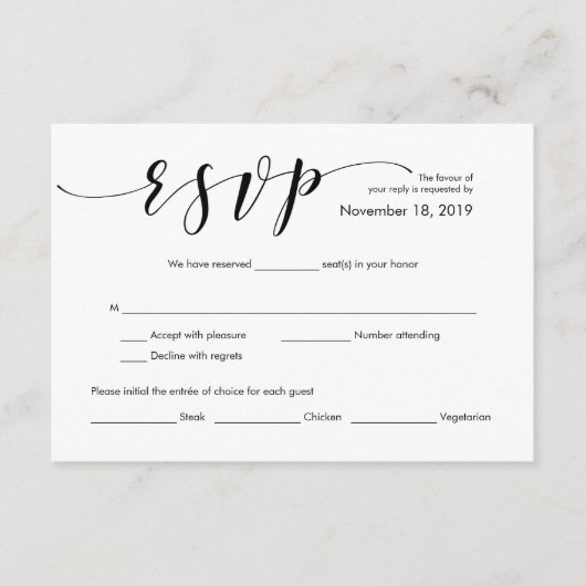 Schöne elegante Hochzeitskarte für UAWG Begleitkarte (Vorderseite)