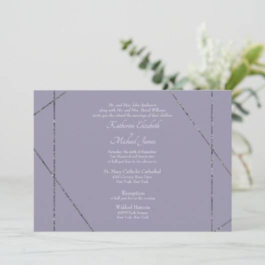 Schöne Elegante Lavender Wedding Einladung (Stehend Vorderseite)