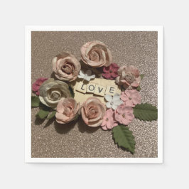 Schöne, elegante Liebe und Glitzer Serviette