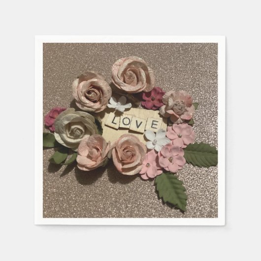 Schöne, elegante Liebe und Glitzer Serviette (Vorderseite)