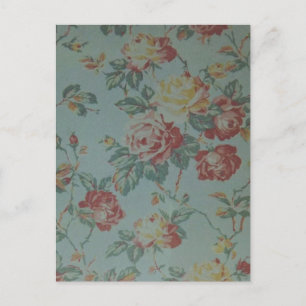 Schöne elegante Mädchenhaft vintage gelbe rosa Ros Postkarte