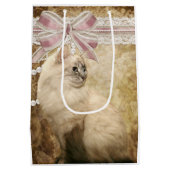 Schöne elegante Miezekatzekatze Mittlere Geschenktüte (Rückseite)