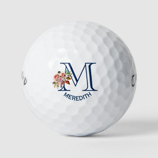 Schöne Elegante Mit Monogramm Blumenpracht Golfball (Vorderseite)