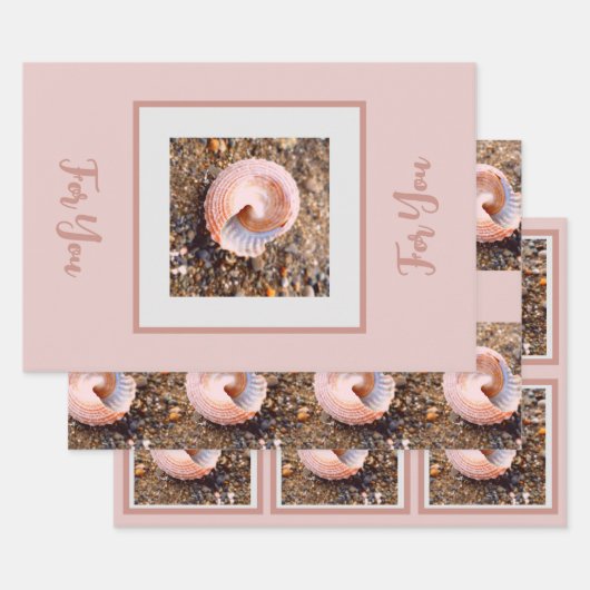 Schöne Elegante Muschel in Pale Pink Geschenkpapier Set (Set)