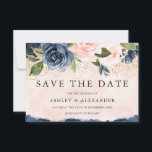 Schöne Elegante Navy Bloral Gold Blush Save The Date<br><div class="desc">Schöne Elegant Navy Gold Blush Bloral Save the Date Sehen Sie unseren Shop für die passende Einladung,  UAWG und mehr Sie können diese Save the Date anpassen,  um meine persönlichen Touchs,  wie Fotos,  Bilder hinzuzufügen. Sie können die Hintergrundfarbe so ändern,  dass sie Ihren Hochzeitsfarben entspricht.</div>