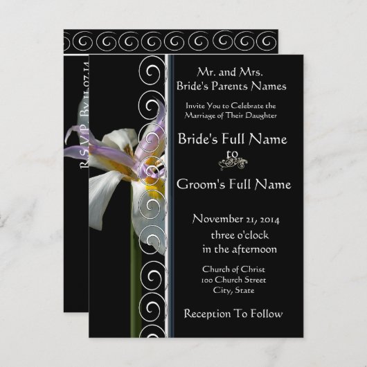 Schöne Elegante Orchid Hochzeit Einladung (Vorne/Hinten)