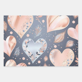 Schöne Elegante Pastel Hearts Geschenkpapier Set