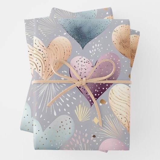 Schöne Elegante Pastel Hearts Geschenkpapier Set (Beispiel)